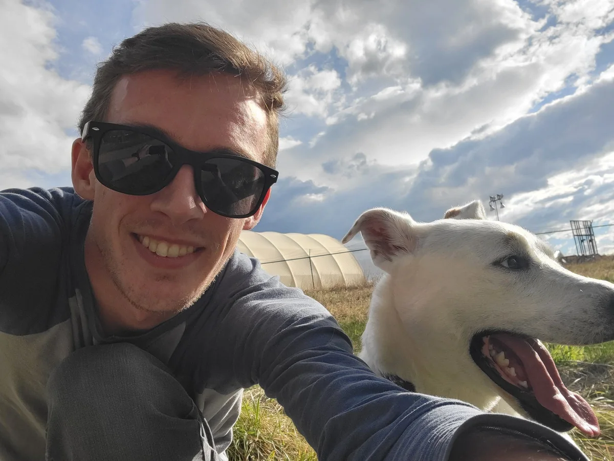 Enjoying time outdoors with a dog