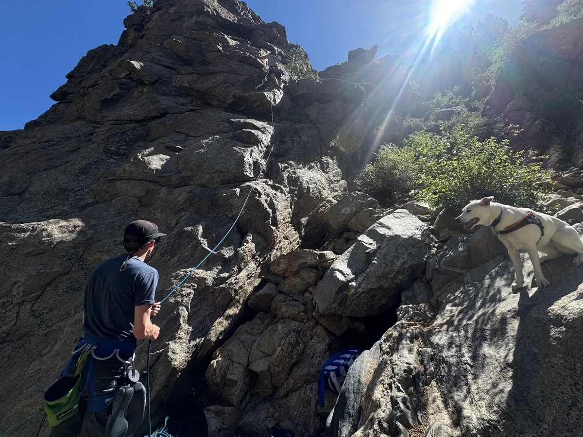 Rock climbing on a sunny day